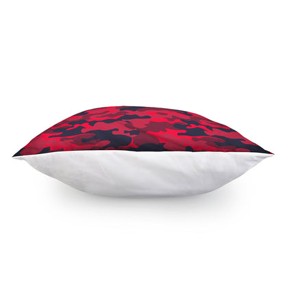 Red Pink And Black Camouflage Print Pillow Cover