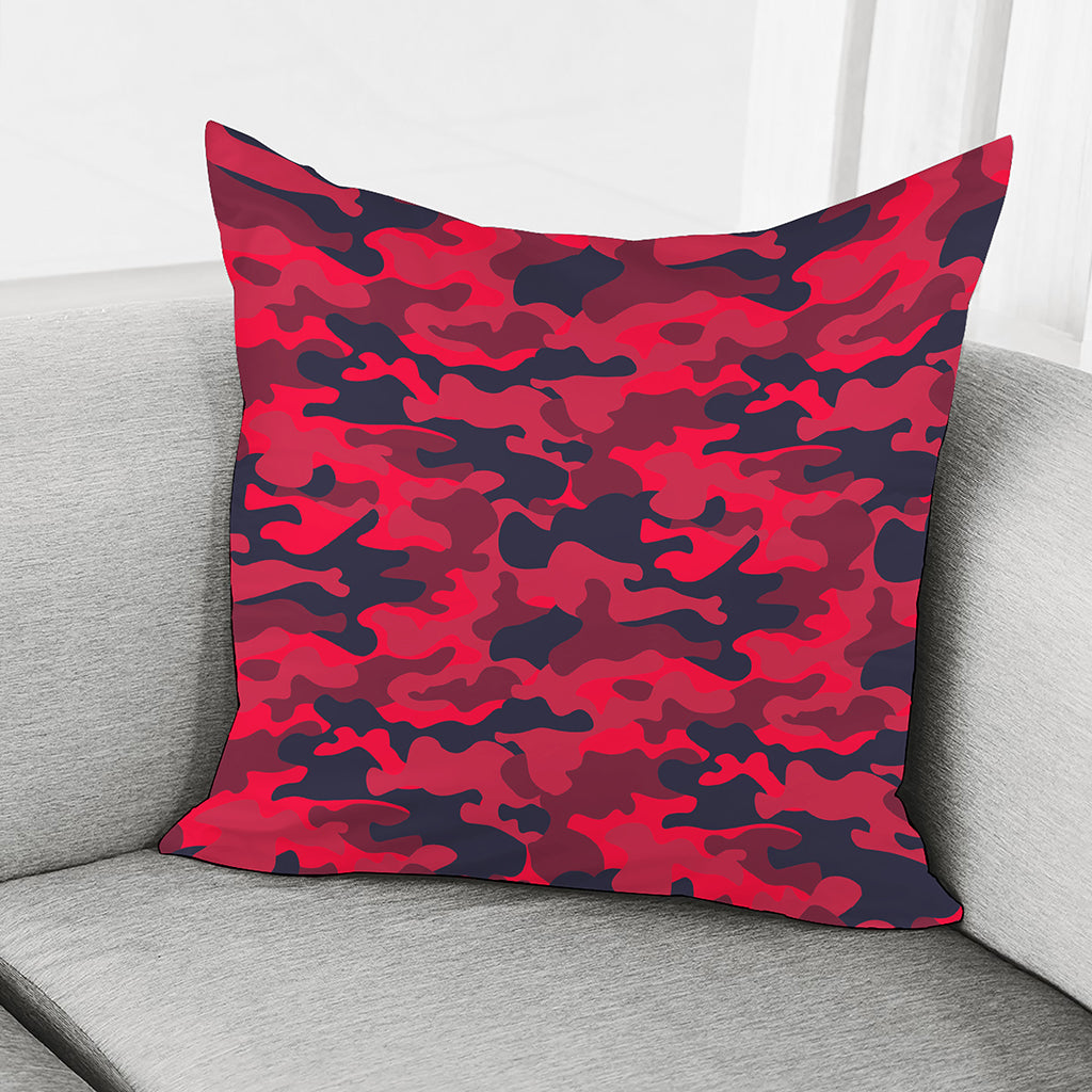 Red Pink And Black Camouflage Print Pillow Cover