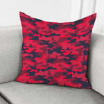 Red Pink And Black Camouflage Print Pillow Cover