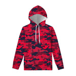 Red Pink And Black Camouflage Print Pullover Hoodie