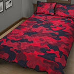 Red Pink And Black Camouflage Print Quilt Bed Set