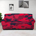 Red Pink And Black Camouflage Print Sofa Cover