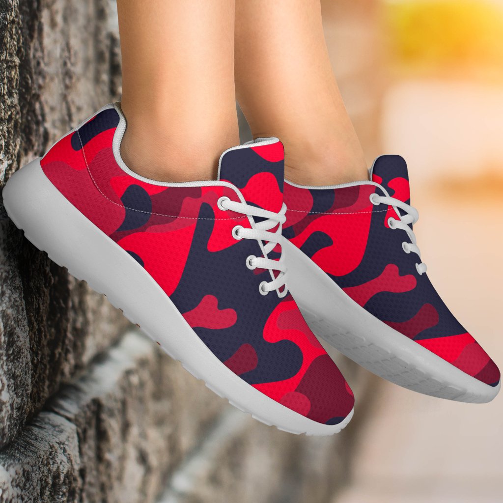 Red Pink And Black Camouflage Print Sport Shoes GearFrost