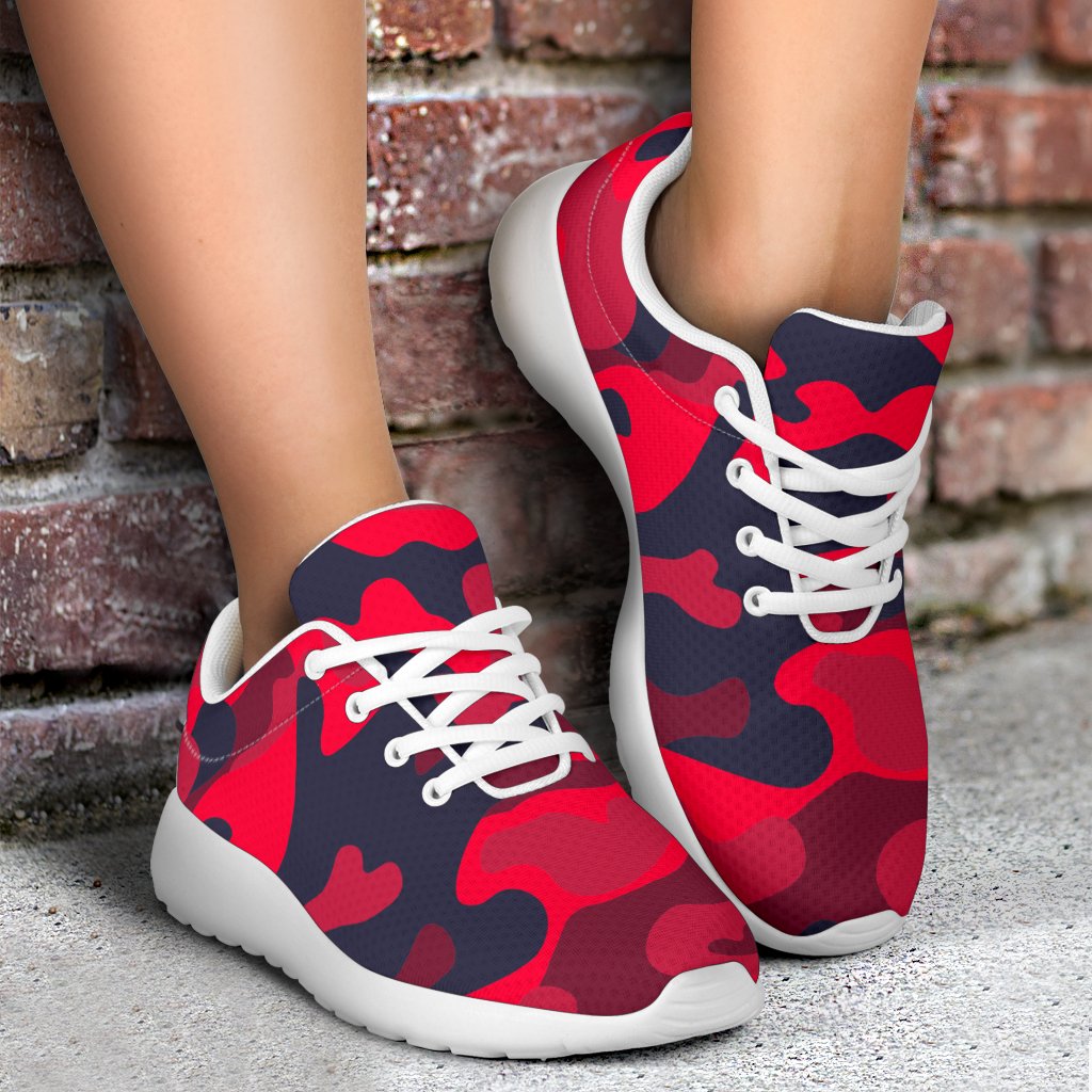 Red Pink And Black Camouflage Print Sport Shoes GearFrost