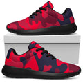 Red Pink And Black Camouflage Print Walking Shoes