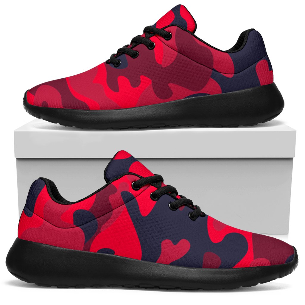 Red Pink And Black Camouflage Print Sport Shoes GearFrost