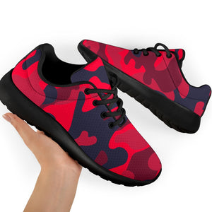 Red Pink And Black Camouflage Print Sport Shoes GearFrost