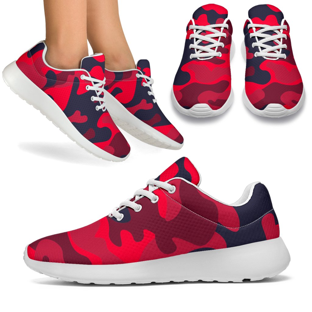 Red Pink And Black Camouflage Print Sport Shoes GearFrost