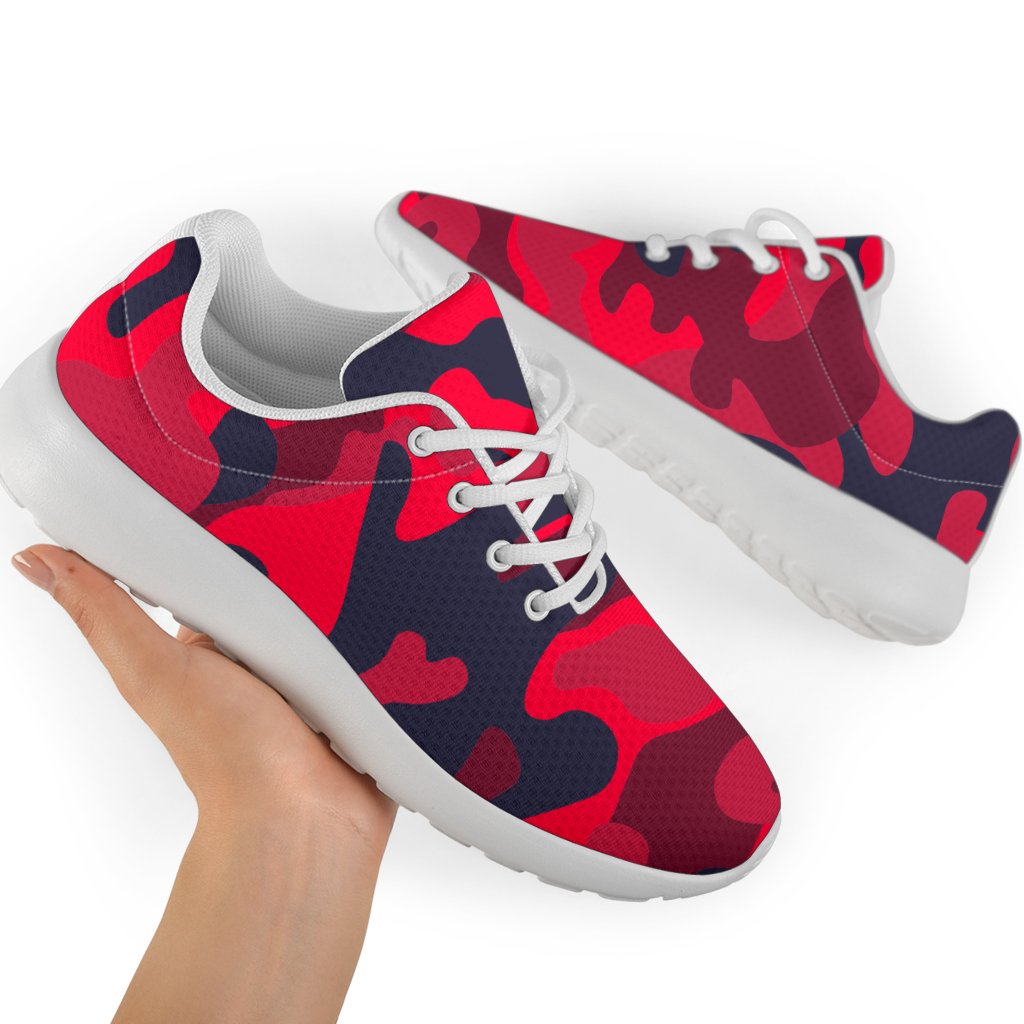 Red Pink And Black Camouflage Print Sport Shoes GearFrost