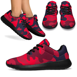 Red Pink And Black Camouflage Print Sport Shoes GearFrost