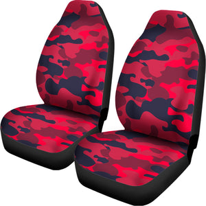 Red Pink And Black Camouflage Print Universal Fit Car Seat Covers