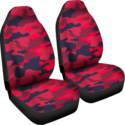 Red Pink And Black Camouflage Print Universal Fit Car Seat Covers