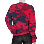 Red Pink And Black Camouflage Print Women's Crewneck Sweatshirt GearFrost