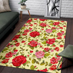 Red Pink Rose Floral Pattern Print Area Rug GearFrost