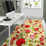 Red Pink Rose Floral Pattern Print Area Rug GearFrost