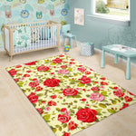 Red Pink Rose Floral Pattern Print Area Rug GearFrost