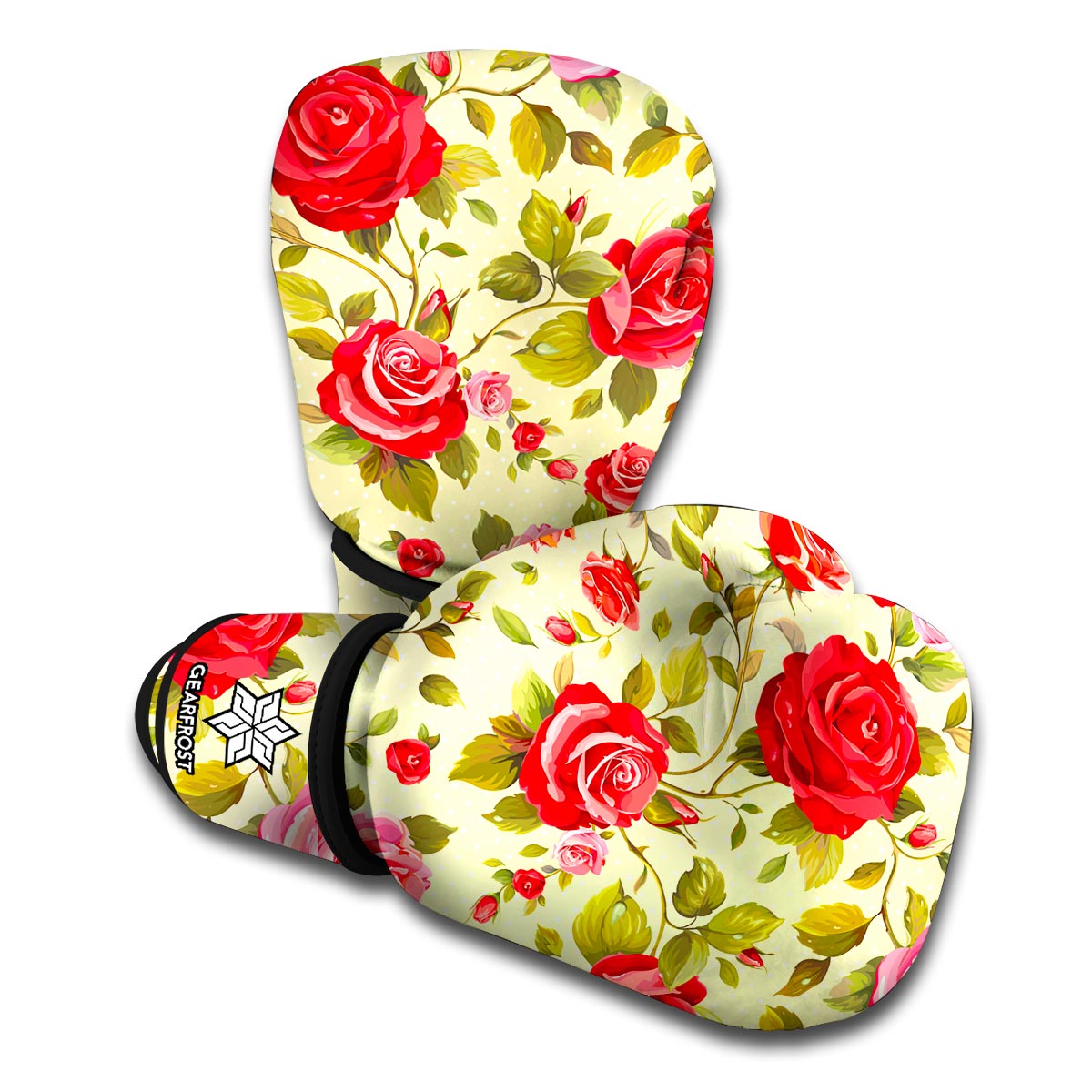 Red Pink Rose Floral Pattern Print Boxing Gloves