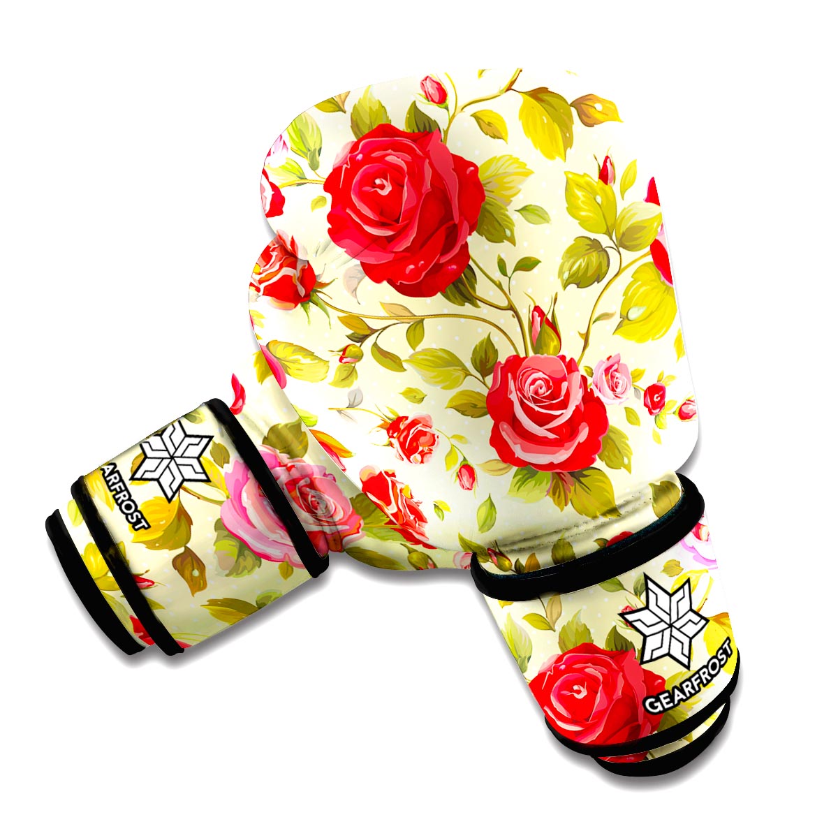 Red Pink Rose Floral Pattern Print Boxing Gloves