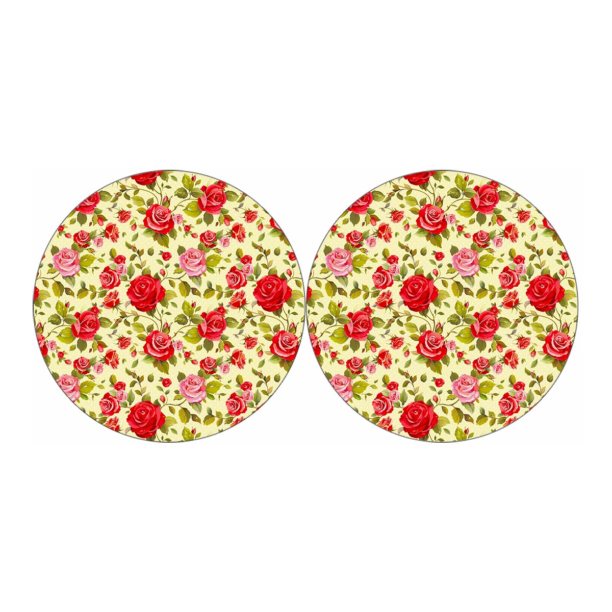 Red Pink Rose Floral Pattern Print Car Coasters