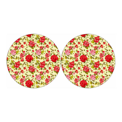 Red Pink Rose Floral Pattern Print Car Coasters
