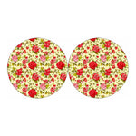 Red Pink Rose Floral Pattern Print Car Coasters