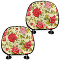 Red Pink Rose Floral Pattern Print Car Headrest Covers