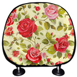 Red Pink Rose Floral Pattern Print Car Headrest Covers