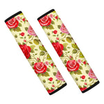 Red Pink Rose Floral Pattern Print Car Seat Belt Covers