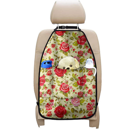 Red Pink Rose Floral Pattern Print Car Seat Organizers