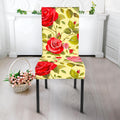 Red Pink Rose Floral Pattern Print Dining Chair Slipcover