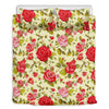 Red Pink Rose Floral Pattern Print Duvet Cover Bedding Set