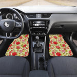 Red Pink Rose Floral Pattern Print Front and Back Car Floor Mats