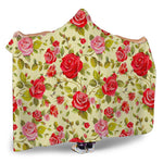 Red Pink Rose Floral Pattern Print Hooded Blanket