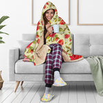 Red Pink Rose Floral Pattern Print Hooded Blanket