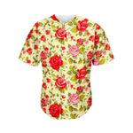 Red Pink Rose Floral Pattern Print Men's Baseball Jersey