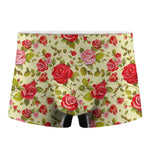Red Pink Rose Floral Pattern Print Men's Boxer Briefs