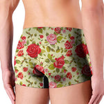 Red Pink Rose Floral Pattern Print Men's Boxer Briefs