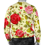 Red Pink Rose Floral Pattern Print Men's Crewneck Sweatshirt GearFrost