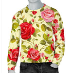 Red Pink Rose Floral Pattern Print Men's Crewneck Sweatshirt GearFrost