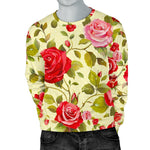 Red Pink Rose Floral Pattern Print Men's Crewneck Sweatshirt GearFrost