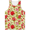 Red Pink Rose Floral Pattern Print Men's Tank Top