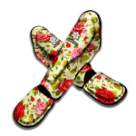 Red Pink Rose Floral Pattern Print Muay Thai Shin Guard
