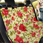Red Pink Rose Floral Pattern Print Pet Car Back Seat Cover