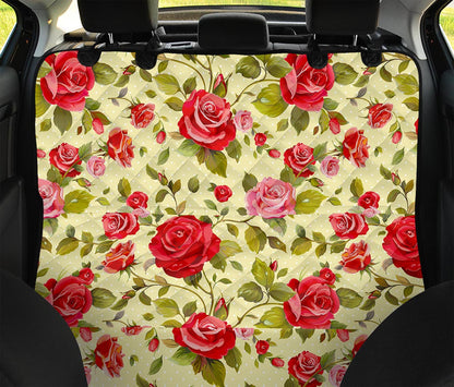 Red Pink Rose Floral Pattern Print Pet Car Back Seat Cover