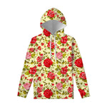 Red Pink Rose Floral Pattern Print Pullover Hoodie