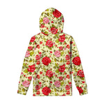 Red Pink Rose Floral Pattern Print Pullover Hoodie