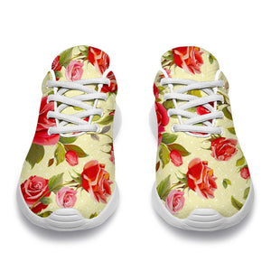 Red Pink Rose Floral Pattern Print Sport Shoes GearFrost