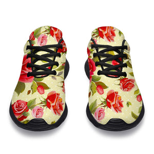 Red Pink Rose Floral Pattern Print Sport Shoes GearFrost