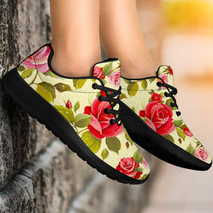 Red Pink Rose Floral Pattern Print Sport Shoes GearFrost