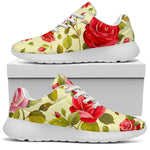 Red Pink Rose Floral Pattern Print Sport Shoes GearFrost